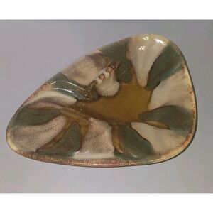 Vintage MCM Dryden Ceramic Ashtray Browns Greens And Creme Color